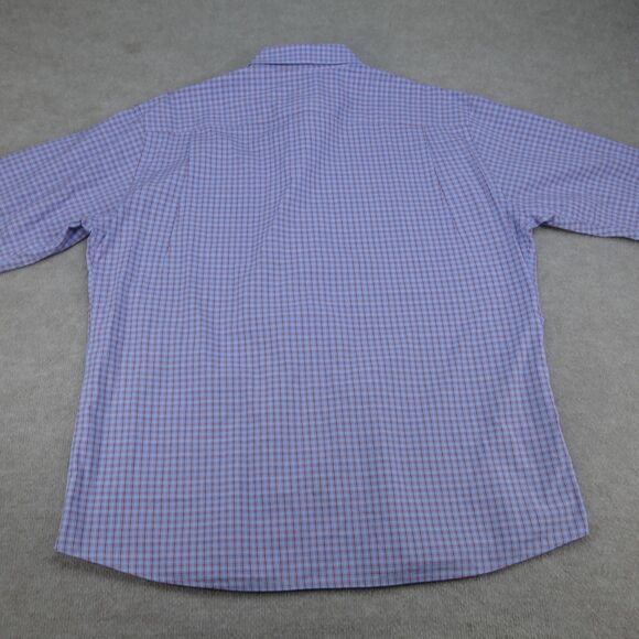 Jos A Bank Travel Tech Shirt Men 2XL Tailored Fit Blue Red Button Up Long Sleeve - Picture 10 of 11